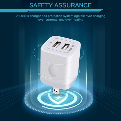 2 Port Charging Box,  6-Pack USB Charger Plug Block, Fast Charging Brick Compatible with Iphone 7/7 Plus,Iphone 6/6Plus, Samsung Galaxy S7/S6, Sony, Motorola, HTC, LG Android Tablets and More