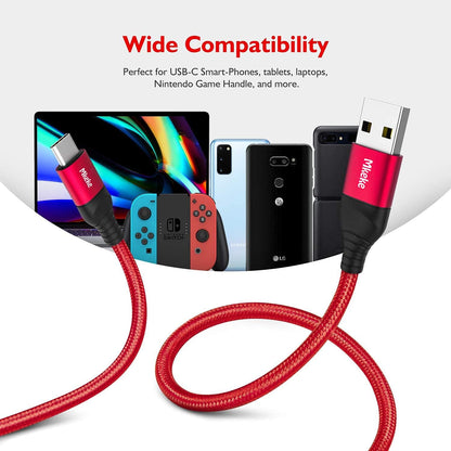 3 Pack 5.9Ft USB 2.0 Male-To-Male Data Sync & Fast Charge Cable for Smartphones, Laptops, Tablets